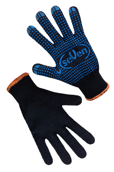 Рукавички трикотажні чорні з ПВХ крапкою SEVEN 78411